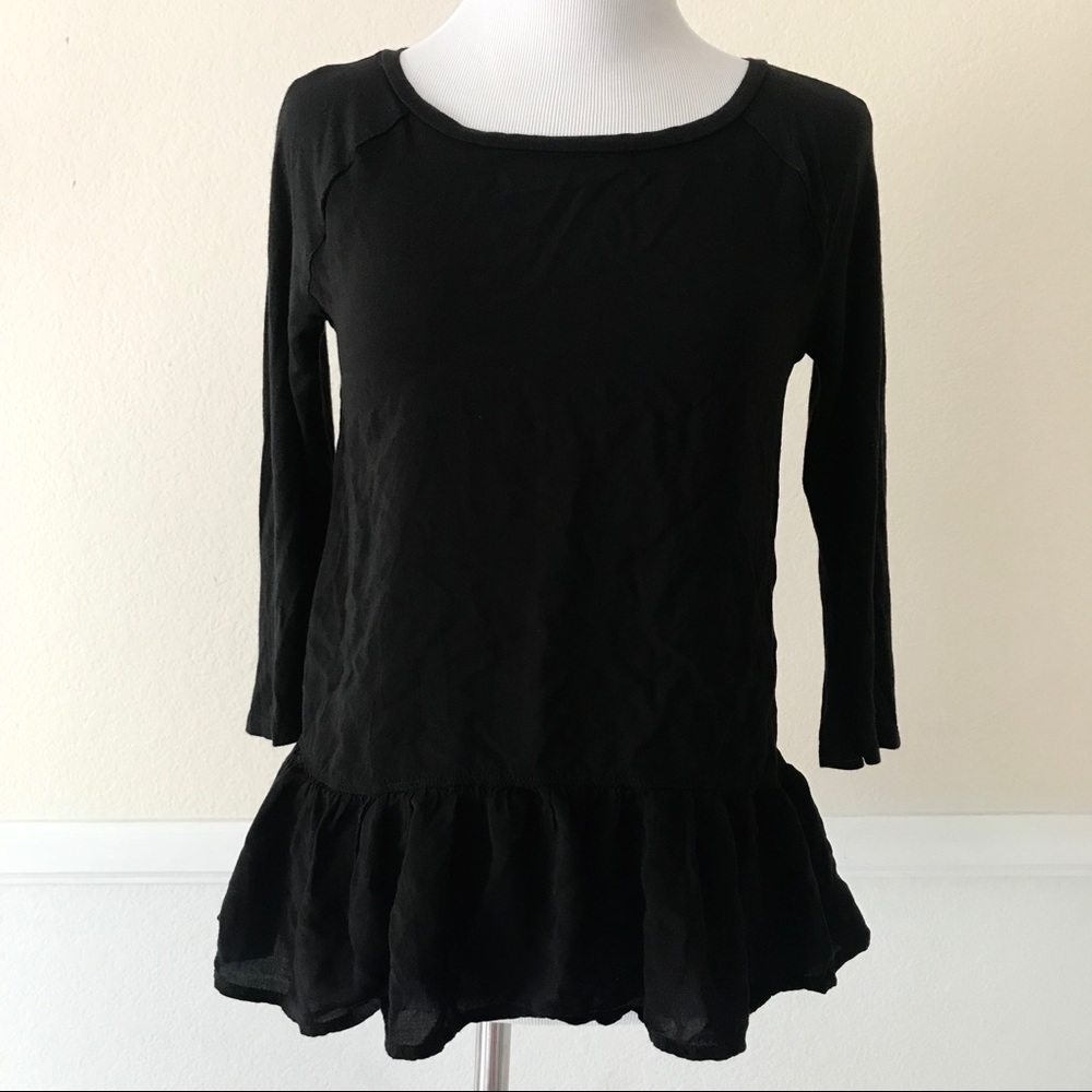 LOFT Women’s Black Ruffle Top